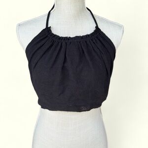 Free people‎ NWOT S/P black gauzy Cotten lightweight adjustable ties halter top